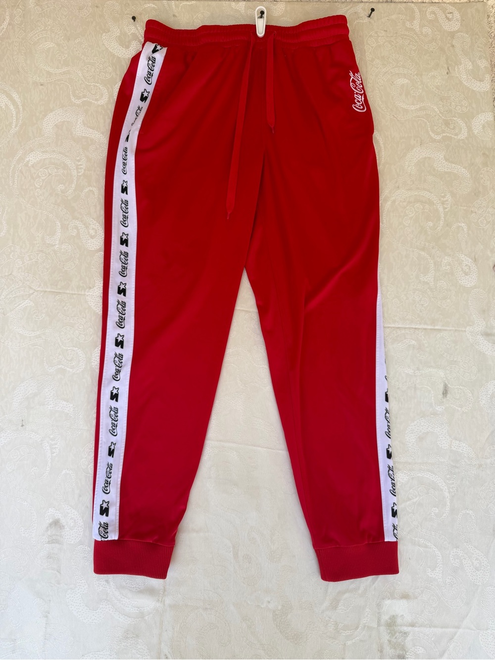 STARTER Red Coca Cola Jogger Sweatpants with White Side Tape